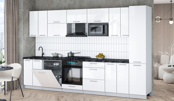 Кухонный гарнитур Интерлиния Мила Gloss 3.4-ПМ2