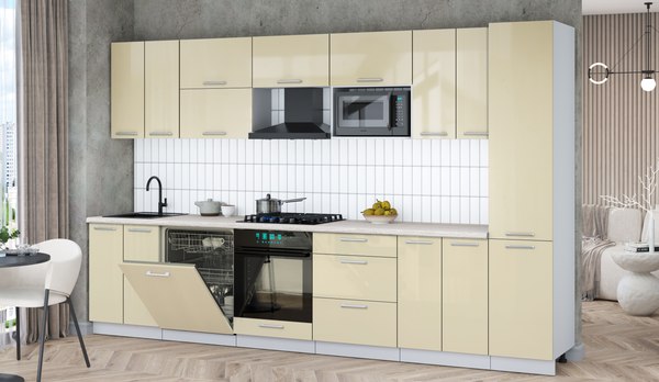 Кухонный гарнитур Интерлиния Мила Gloss 3.4-ПМ2