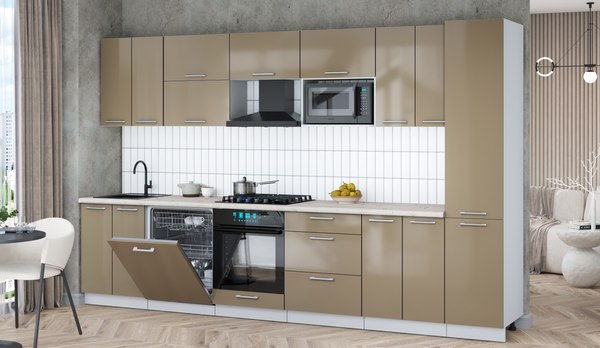 Кухонный гарнитур Интерлиния Мила Gloss 3.4-ПМ2