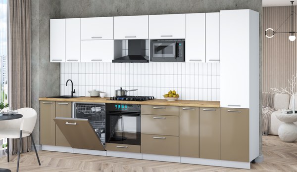 Кухонный гарнитур Интерлиния Мила Gloss 3.4-ПМ2