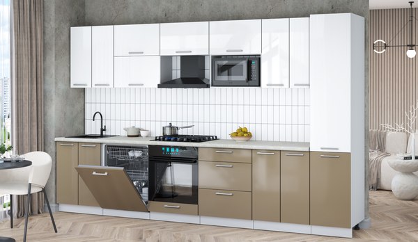 Кухонный гарнитур Интерлиния Мила Gloss 3.4-ПМ2