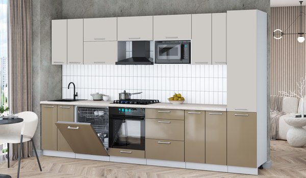 Кухонный гарнитур Интерлиния Мила Gloss 3.4-ПМ2