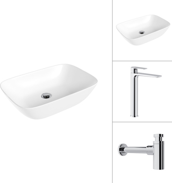 Умывальник со смесителем Lauter 21454 + Reef 21CK8678C + сифон 21635CH - фото