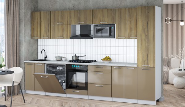 Кухонный гарнитур Интерлиния Мила Gloss 3.4-ПМ2