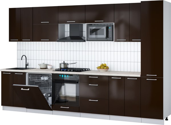 Кухонный гарнитур Интерлиния Мила Gloss 3.4-ПМ2 - фото