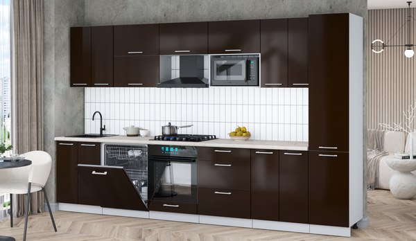 Кухонный гарнитур Интерлиния Мила Gloss 3.4-ПМ2