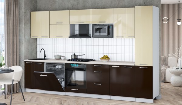 Кухонный гарнитур Интерлиния Мила Gloss 3.4-ПМ2