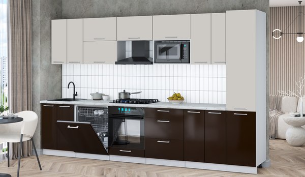 Кухонный гарнитур Интерлиния Мила Gloss 3.4-ПМ2