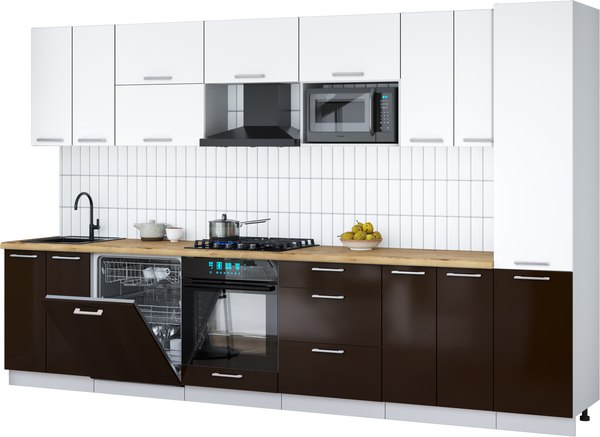 Кухонный гарнитур Интерлиния Мила Gloss 3.4-ПМ2 - фото