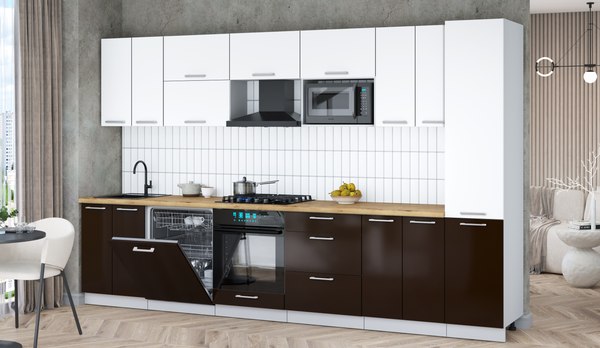 Кухонный гарнитур Интерлиния Мила Gloss 3.4-ПМ2