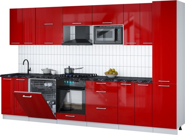 Кухонный гарнитур Интерлиния Мила Gloss 3.4-ПМ2 - фото