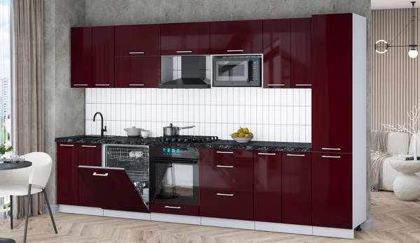 Кухонный гарнитур Интерлиния Мила Gloss 3.4-ПМ2