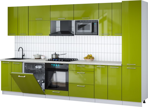 Кухонный гарнитур Интерлиния Мила Gloss 3.4-ПМ2 - фото