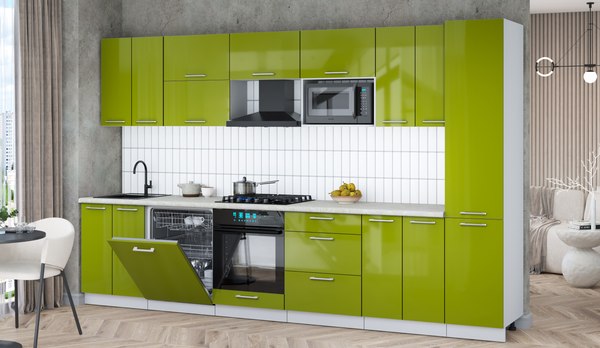 Кухонный гарнитур Интерлиния Мила Gloss 3.4-ПМ2