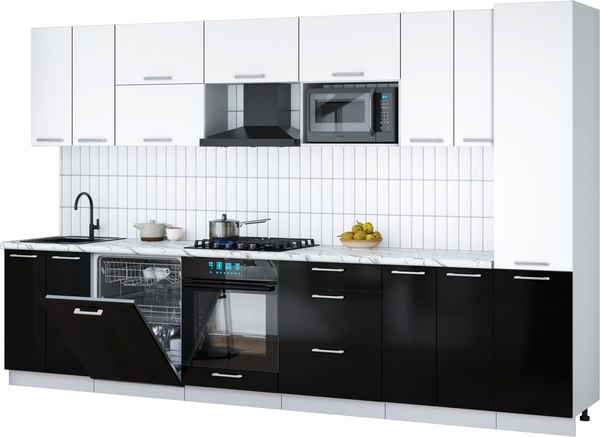 Кухонный гарнитур Интерлиния Мила Gloss 3.4-ПМ2 - фото