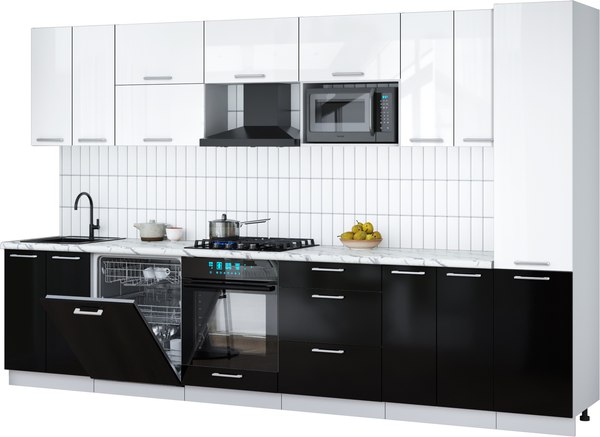 Кухонный гарнитур Интерлиния Мила Gloss 3.4-ПМ2 - фото