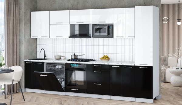 Кухонный гарнитур Интерлиния Мила Gloss 3.4-ПМ2