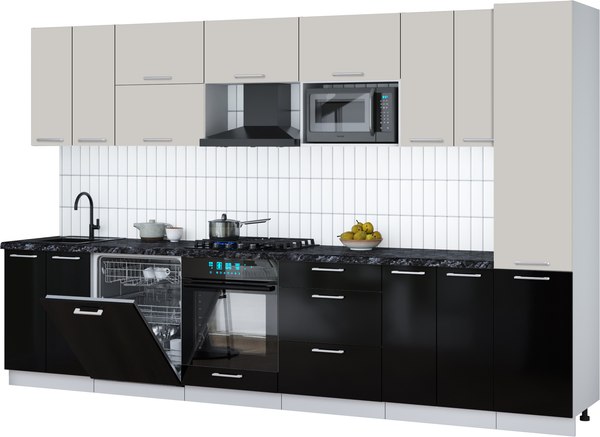 Кухонный гарнитур Интерлиния Мила Gloss 3.4-ПМ2 - фото