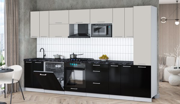 Кухонный гарнитур Интерлиния Мила Gloss 3.4-ПМ2