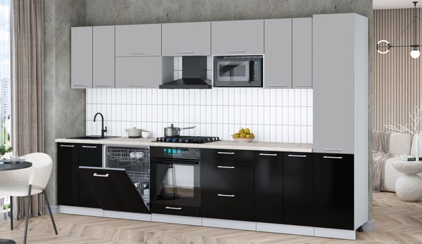 Кухонный гарнитур Интерлиния Мила Gloss 3.4-ПМ2