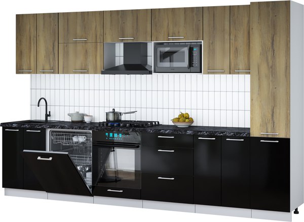 Кухонный гарнитур Интерлиния Мила Gloss 3.4-ПМ2 - фото