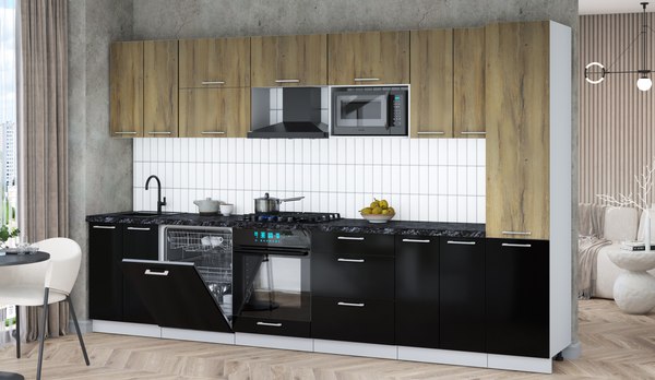 Кухонный гарнитур Интерлиния Мила Gloss 3.4-ПМ2