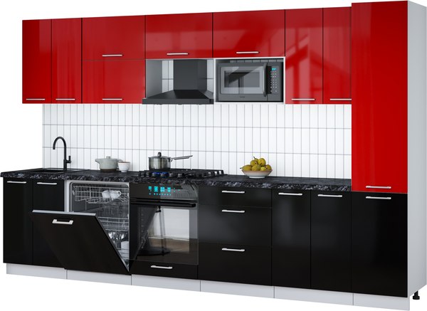 Кухонный гарнитур Интерлиния Мила Gloss 3.4-ПМ2 - фото