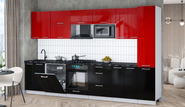 Кухонный гарнитур Интерлиния Мила Gloss 3.4-ПМ2