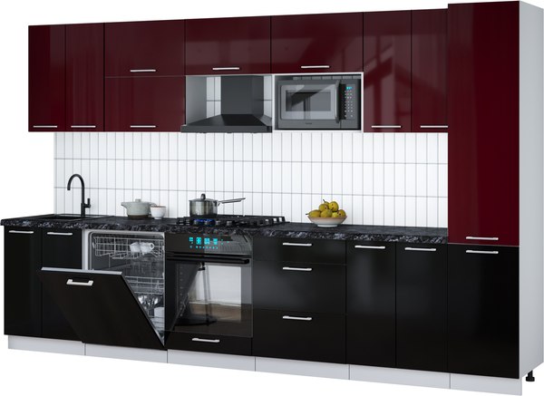 Кухонный гарнитур Интерлиния Мила Gloss 3.4-ПМ2 - фото
