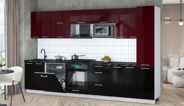 Кухонный гарнитур Интерлиния Мила Gloss 3.4-ПМ2