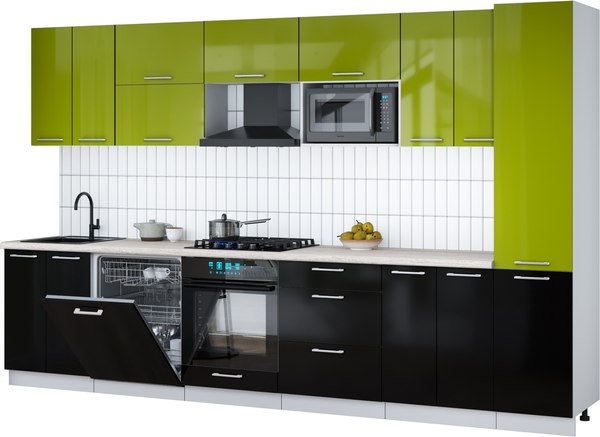 Кухонный гарнитур Интерлиния Мила Gloss 3.4-ПМ2 - фото