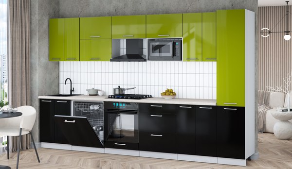 Кухонный гарнитур Интерлиния Мила Gloss 3.4-ПМ2