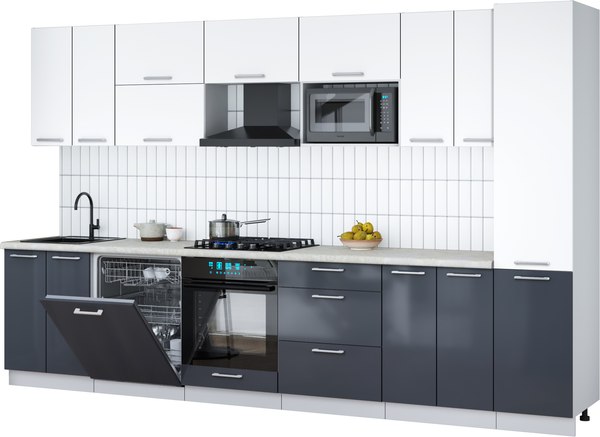 Кухонный гарнитур Интерлиния Мила Gloss 3.4-ПМ2 - фото