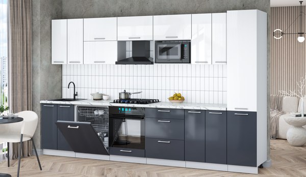 Кухонный гарнитур Интерлиния Мила Gloss 3.4-ПМ2