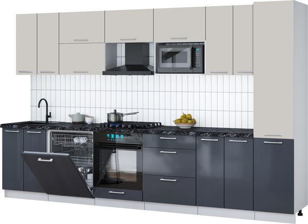 Кухонный гарнитур Интерлиния Мила Gloss 3.4-ПМ2 - фото