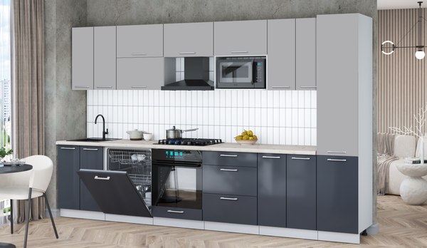 Кухонный гарнитур Интерлиния Мила Gloss 3.4-ПМ2