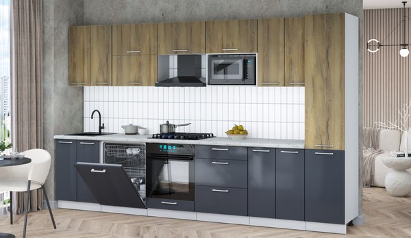 Кухонный гарнитур Интерлиния Мила Gloss 3.4-ПМ2