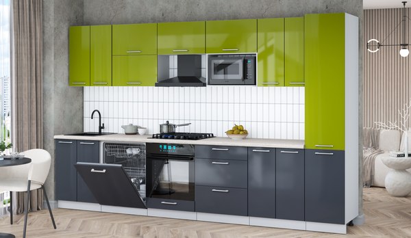 Кухонный гарнитур Интерлиния Мила Gloss 3.4-ПМ2