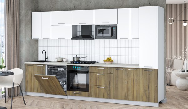 Кухонный гарнитур Интерлиния Мила Gloss 3.4-ПМ2