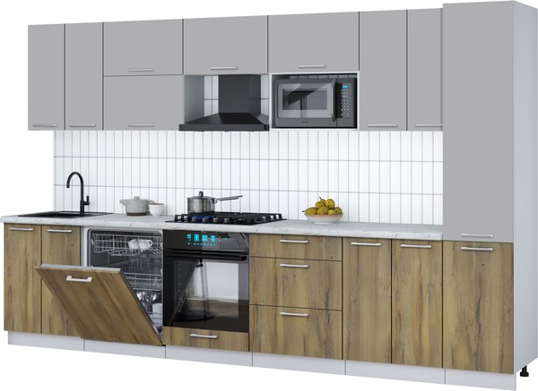 Кухонный гарнитур Интерлиния Мила Gloss 3.4-ПМ2 - фото