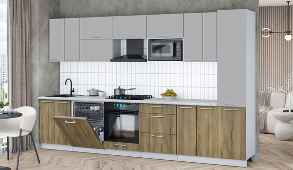 Кухонный гарнитур Интерлиния Мила Gloss 3.4-ПМ2