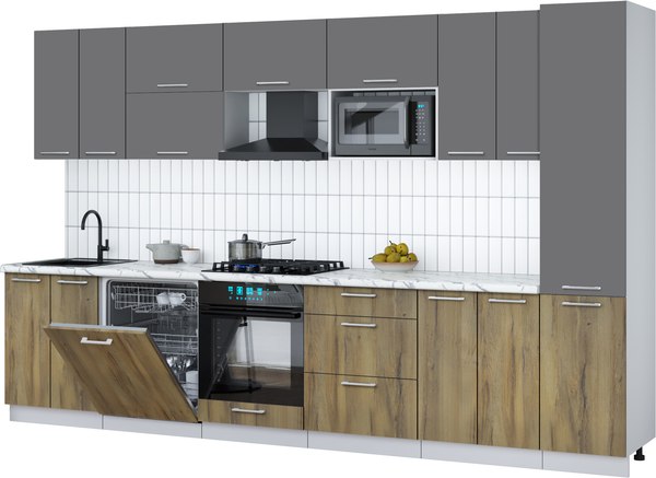 Кухонный гарнитур Интерлиния Мила Gloss 3.4-ПМ2 - фото