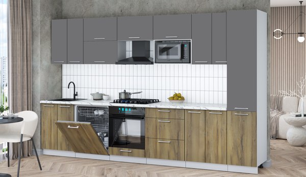 Кухонный гарнитур Интерлиния Мила Gloss 3.4-ПМ2