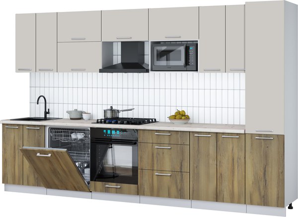 Кухонный гарнитур Интерлиния Мила Gloss 3.4-ПМ2 - фото
