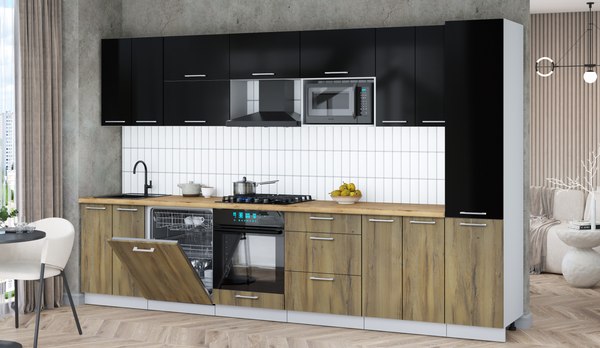 Кухонный гарнитур Интерлиния Мила Gloss 3.4-ПМ2