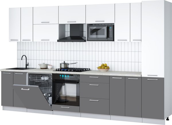 Кухонный гарнитур Интерлиния Мила Gloss 3.4-ПМ2 - фото