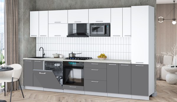 Кухонный гарнитур Интерлиния Мила Gloss 3.4-ПМ2