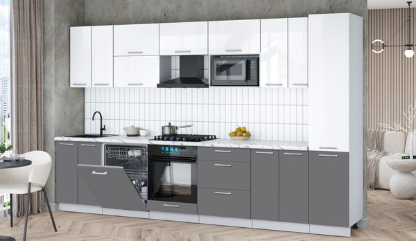 Кухонный гарнитур Интерлиния Мила Gloss 3.4-ПМ2
