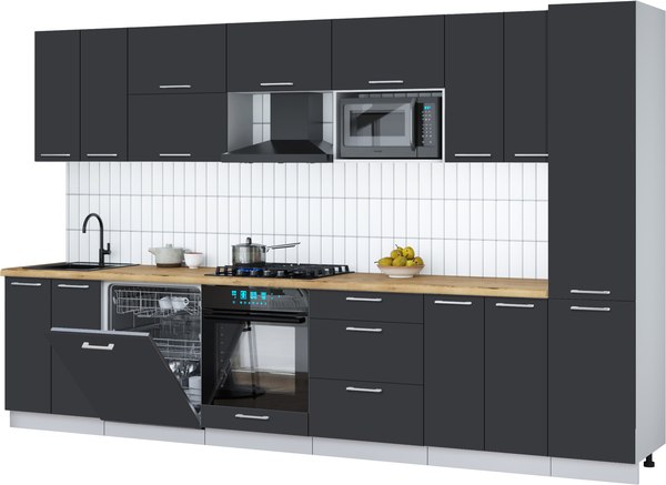 Кухонный гарнитур Интерлиния Мила Gloss 3.4-ПМ2 - фото