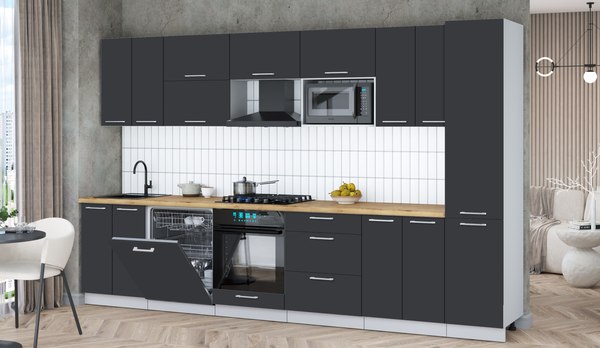 Кухонный гарнитур Интерлиния Мила Gloss 3.4-ПМ2